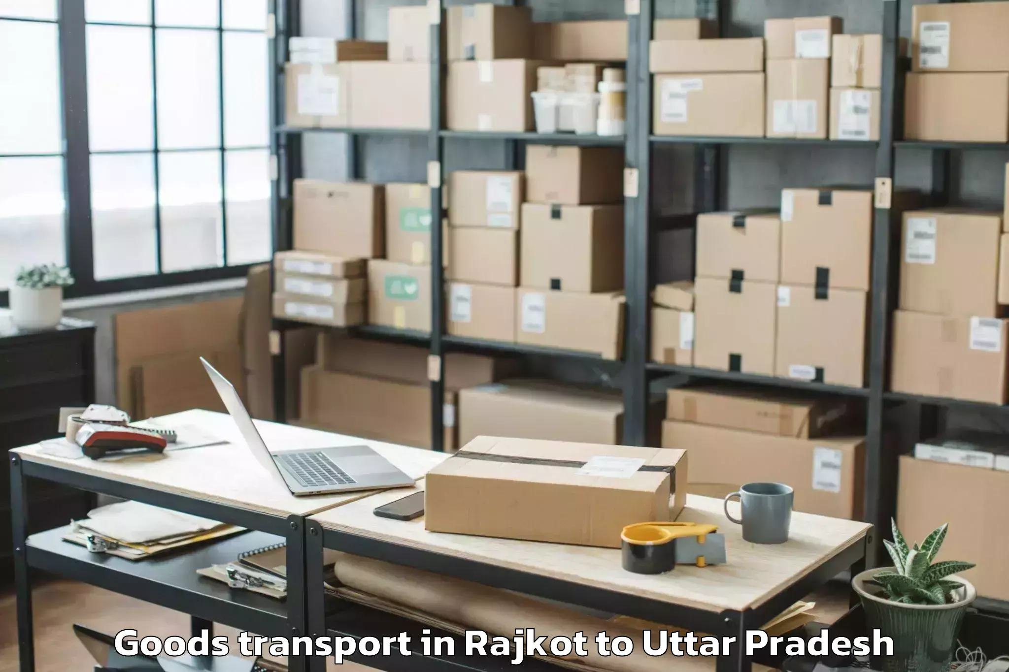 Top Rajkot to Samthar Goods Transport Available